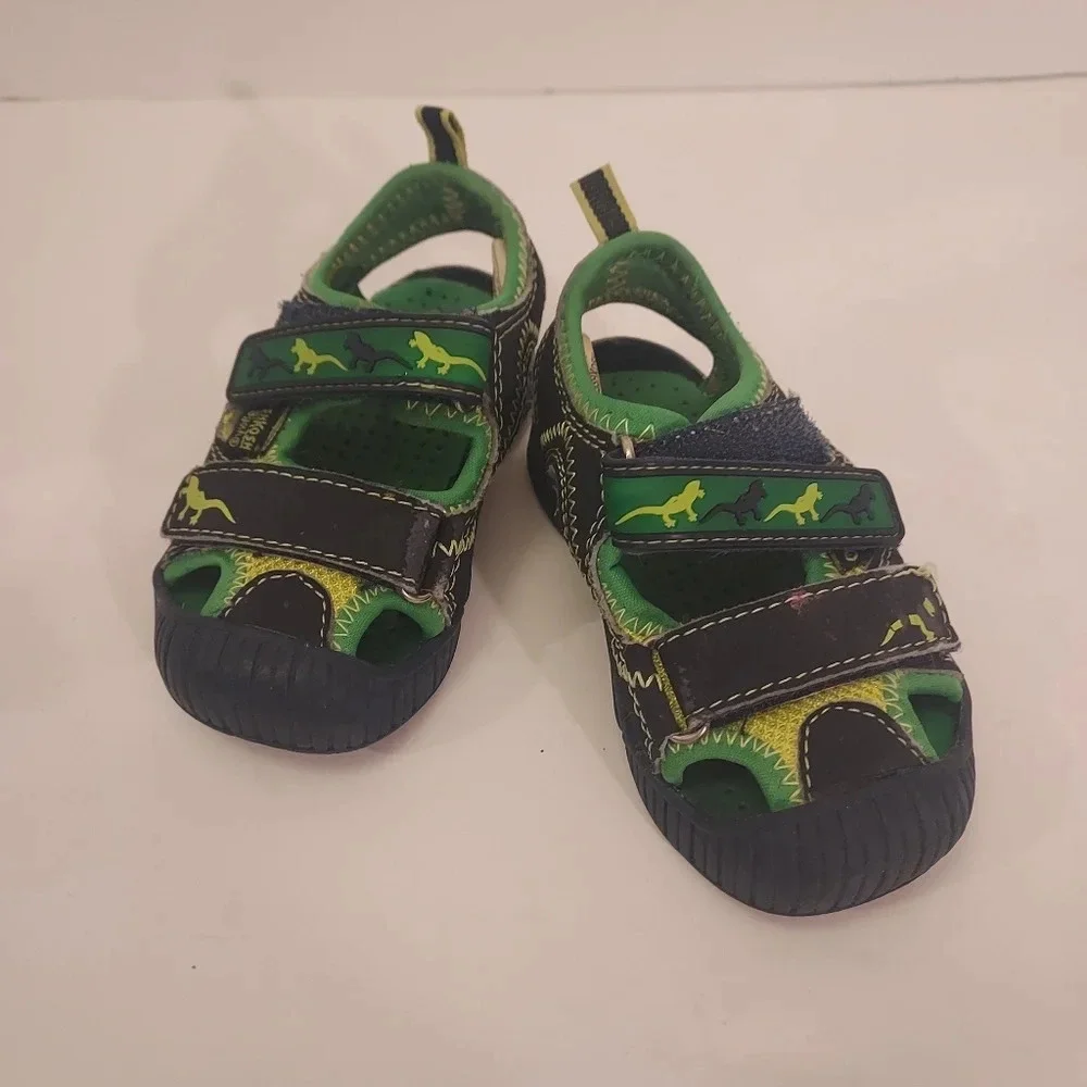 OshKosh B'gosh Blue and Green with Lizards Light Up Sandals in Size 5
